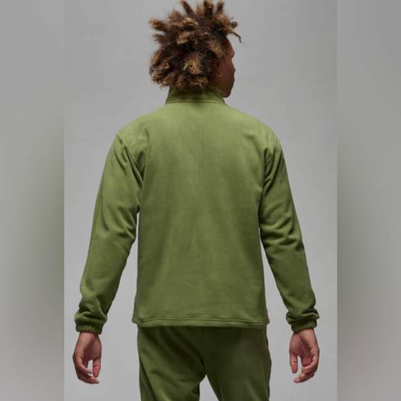 NEW Jordan Mens Medium Winterized Fleece Half-Zip - Light Olive (FD7863-340) - Picture 2 of 7